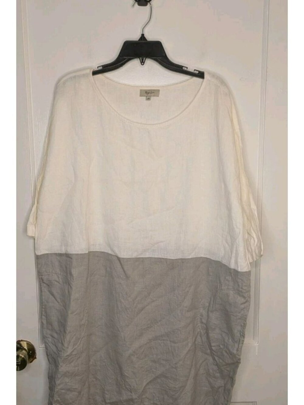 Sz XXL Magic Linen Adria Colorblock Dress Relaxed Fit 100% Linen Pockets